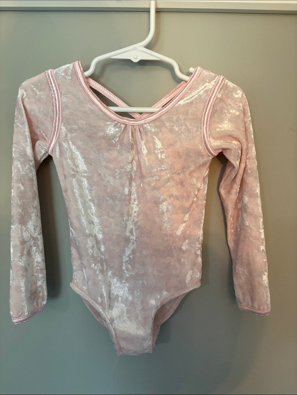 Danskin NOW Crushed Velvet Long Sleeve Leotard - Light Pink - Girls XXS